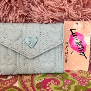Betsey Johnson light blue - heart detail Quilted Wallet